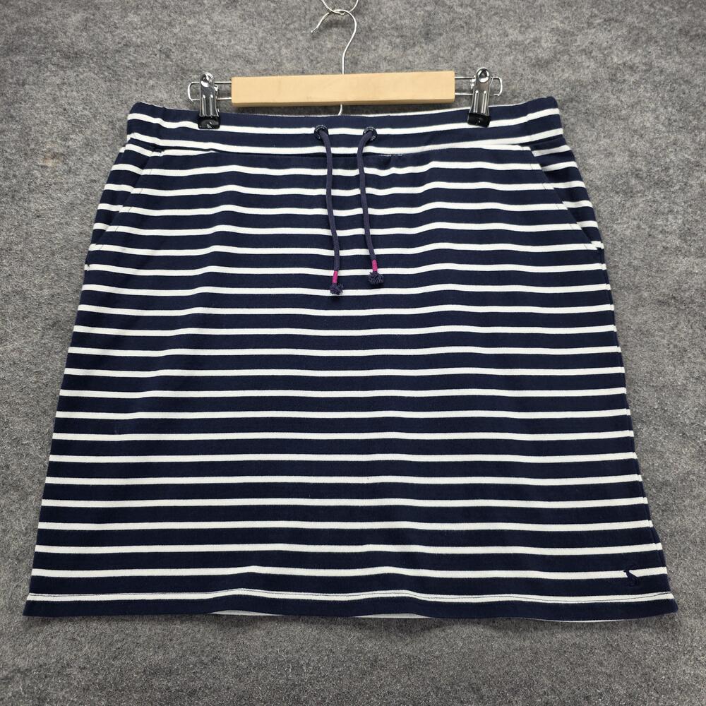 Joules Skirt Womens US 10 Blue White Striped Straight Pencil Drawstring Pockets
